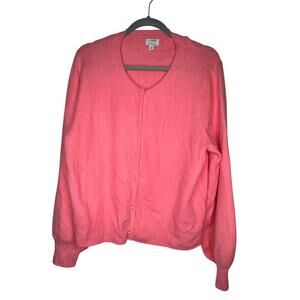 J. Crew Women Extra Soft Womens Pink Sweater Pearl Button XL Femine barbie